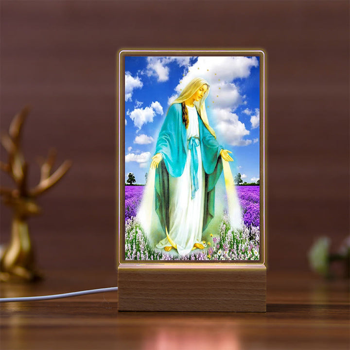 Christianartworkshop Holy Saints Icon Beechwood Base Night Light of Faithful Guardian - C - image 2