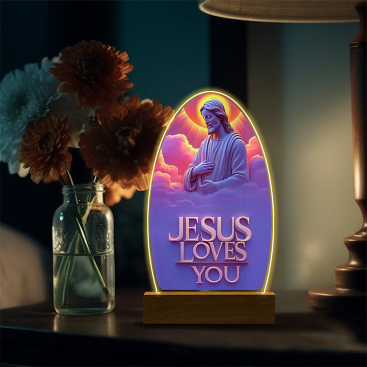 Christianartworkshop Jesus Modern Devotion Colorful Glow Night Light: Oval Silhouette & Artistic Hues - K - image 14