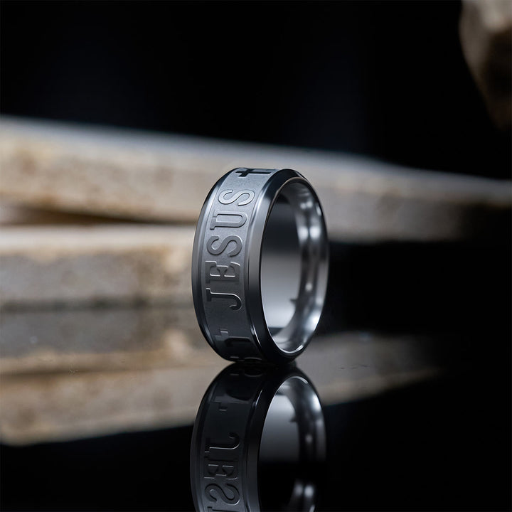 Christianartworkshop Titanium Steel Ring with Laser engraving "JESUS" - Silver - AU Size Z（US 13） - image 3