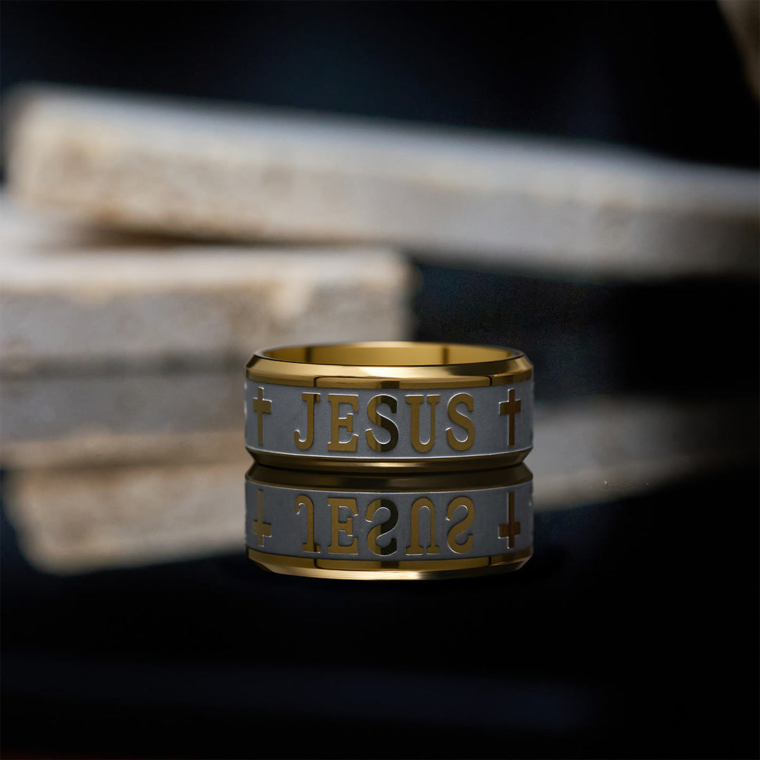 Christianartworkshop Titanium Steel Ring with Laser engraving "JESUS" - image 11