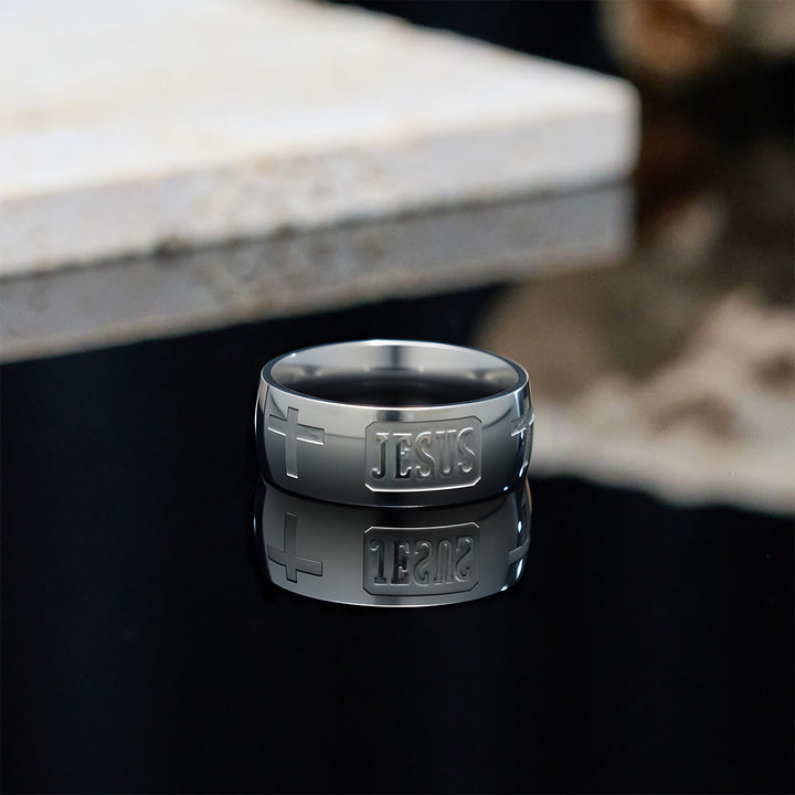 Christianartworkshop Two-tone Golden JESUS & Cross Symbol Blessed Ring - Silver - AU Size T1/2 (US 10) - image 6