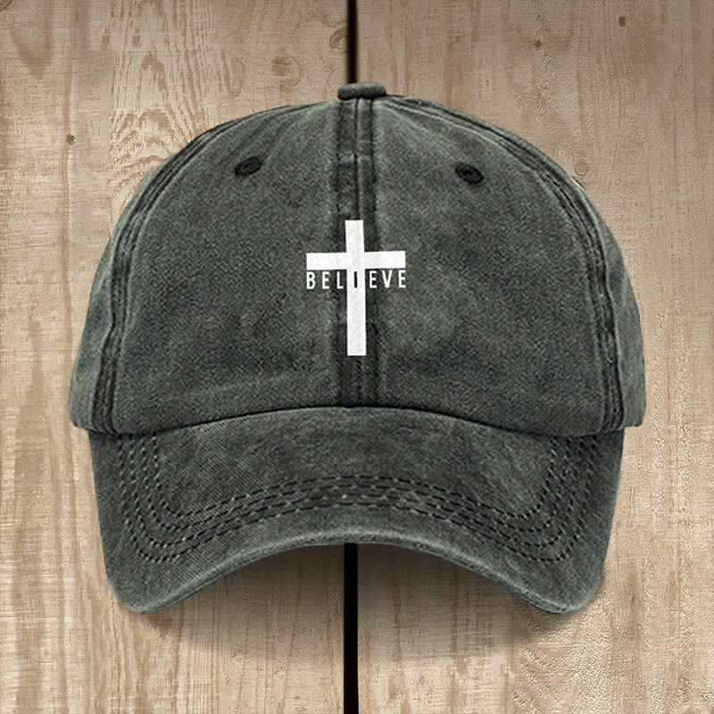 Christianartworkshop Minimalist Believe in Christ Cross Baseball Cap for Everyday Faith - Army Green - image 7