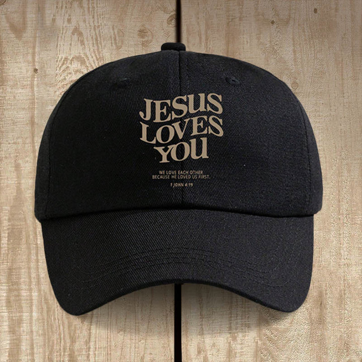 Christianartworkshop Faith-Filled Jesus Loves You Baseball Cap: Wear the Message of His Love - Black - image 3