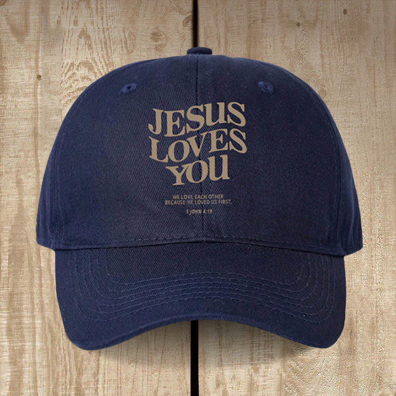 Christianartworkshop Faith-Filled Jesus Loves You Baseball Cap: Wear the Message of His Love - Navy Blue - image 2