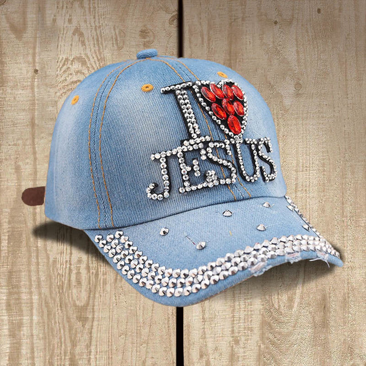 Christianartworkshop I Love Jesus Baseball Cap for Devoted Hearts: Radiate Love for Christ - Light Denim Blue - image 0