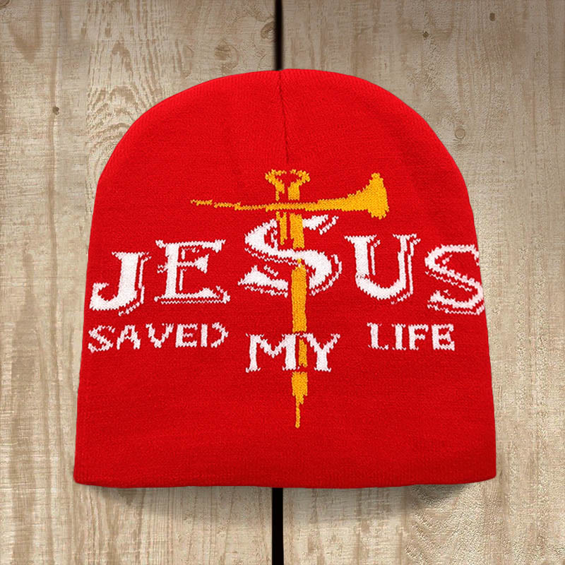 Christianartworkshop Jesus Saved My Life Knit Beanie: A Warm Reminder of His Grace - image 1