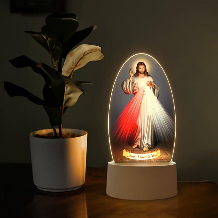 Christianartworkshop Daily Blessing Oval Holy Scenes Night Light: Glowing Halo & Holy Icons - A - image 0