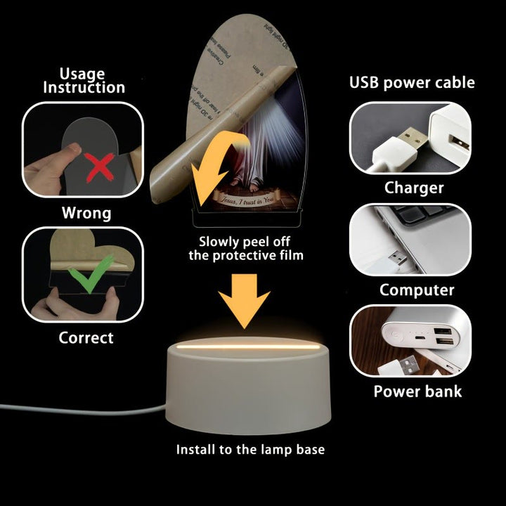 Christianartworkshop Daily Blessing Oval Holy Scenes Night Light: Glowing Halo & Holy Icons - image 8