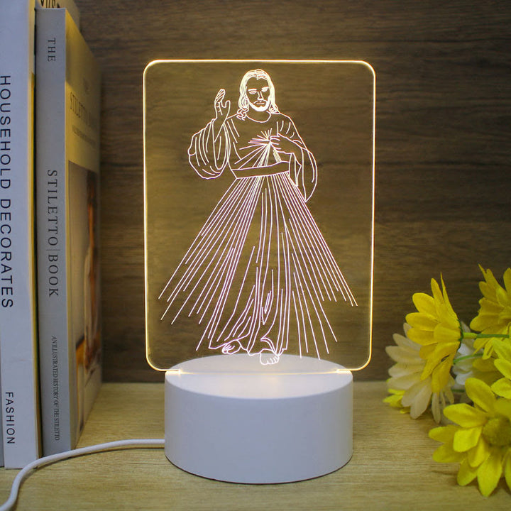 Christianartworkshop Minimalist Faith Unique Gift Night Light: Glowing Outlines & Enduring Icons - A - image 0