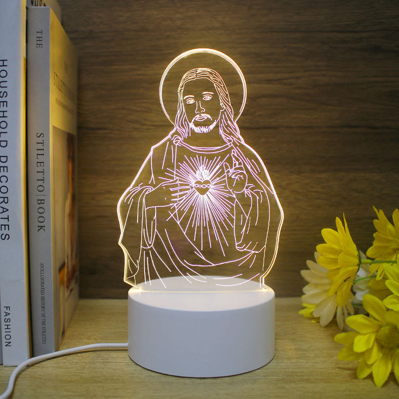 Christianartworkshop Minimalist Faith Unique Gift Night Light: Glowing Outlines & Enduring Icons - G - image 6