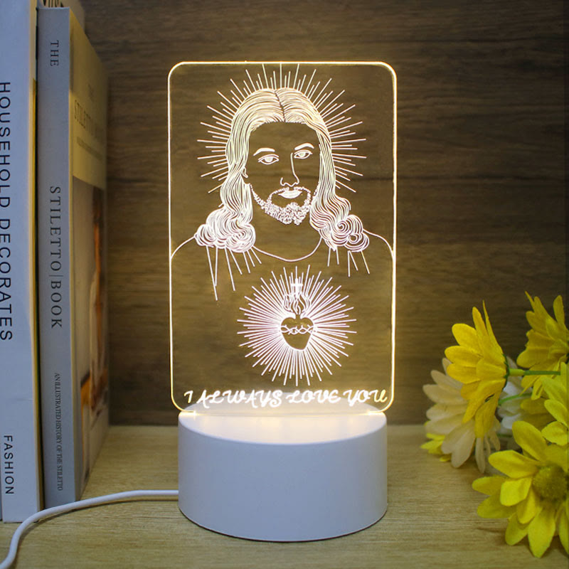 Christianartworkshop Minimalist Faith Unique Gift Night Light: Glowing Outlines & Enduring Icons - E - image 4