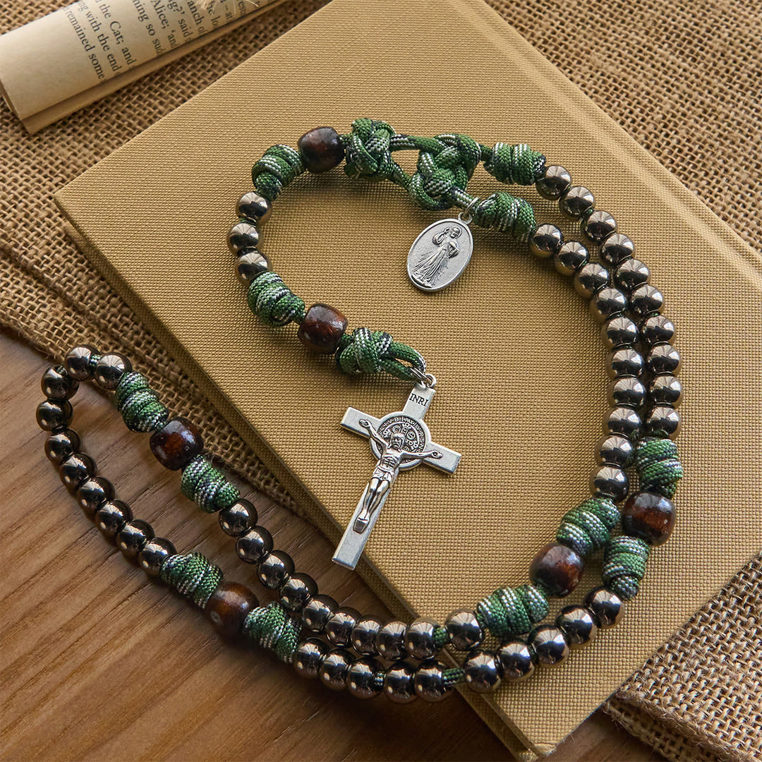Christianartworkshop Rugged Paracord Blessing Rosary: Shielded by Holy Spirit and Divine Mercy - image 1