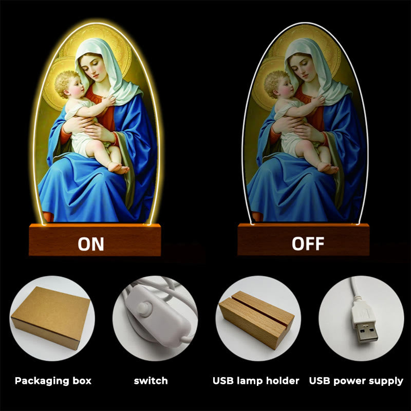 Christianartworkshop Comforting Jesus and Virgin Mary Prayer Moments Night Light - image 3