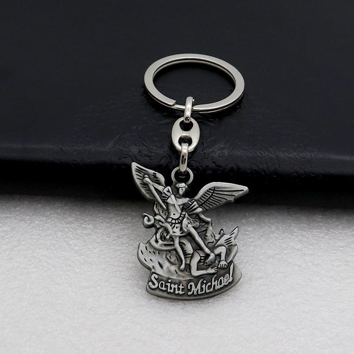 Christianartworkshop Shield Against Evil St. Michael the Archangel Keychain - Antique Silver - image 4