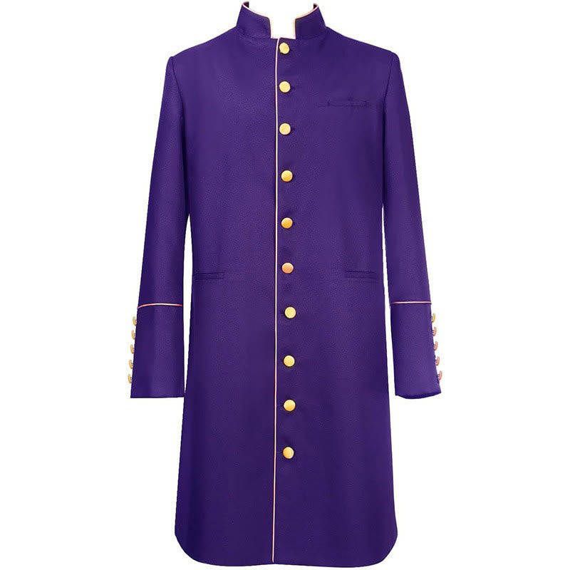 Christianartworkshop Traditional Stand Collar Clergy Robe with Golden Buttons & MultiColor Options - Purple - 3XL - image 11