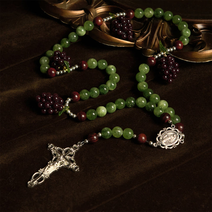 Christianartworkshop Green and Purple Grape Bead Rosary Inspired by Christ the True Vine - image 9