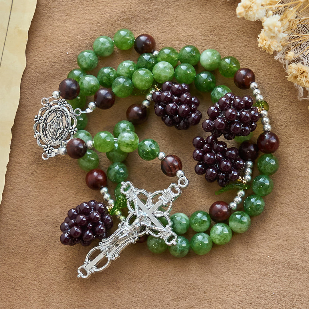 Christianartworkshop Green and Purple Grape Bead Rosary Inspired by Christ the True Vine - image 3