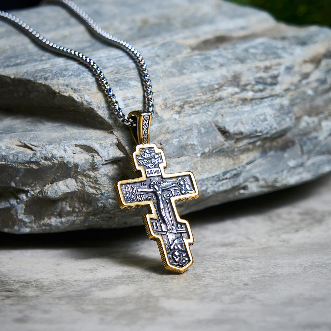 Christianartworkshop Two-Color Orthodox Crucifix Necklace with Profound Spiritual Meaning - Golden - image 8