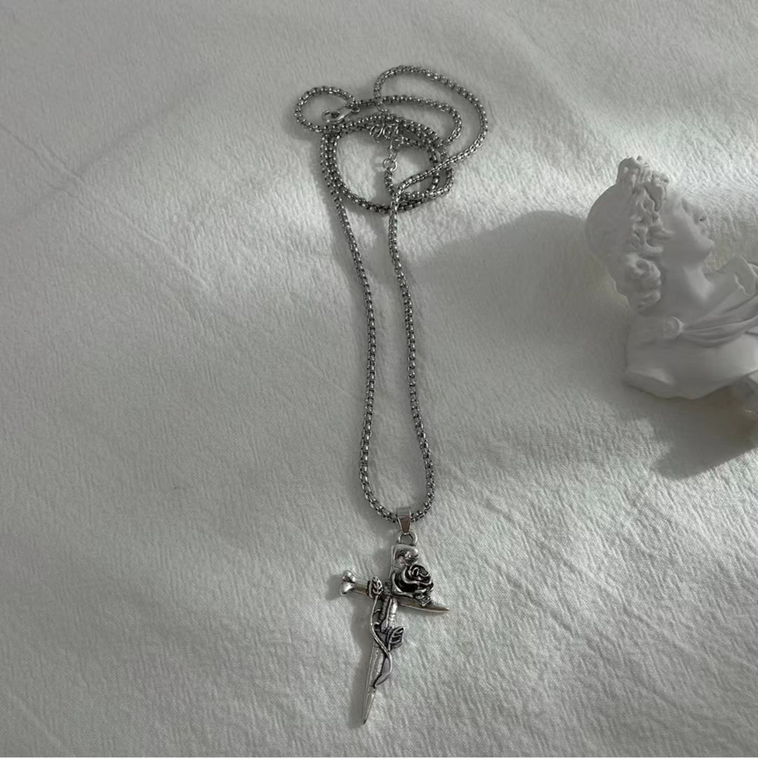 Christianartworkshop Rose Wrapped Cross Faith Necklace with Gothic Floral Design - image 6