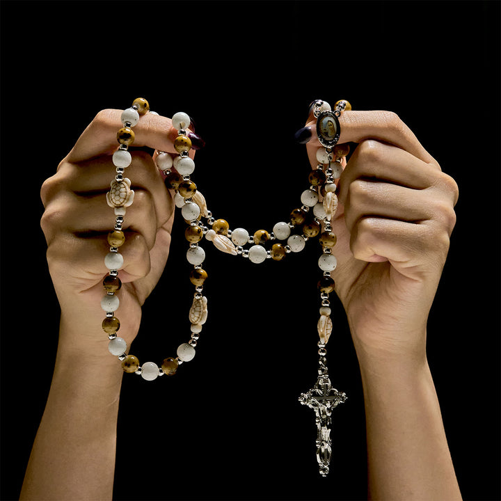 Christianartworkshop Divine Care Turtle with Warm Yellow Beads and Our Lord's Mercy Animal Rosary - image 2