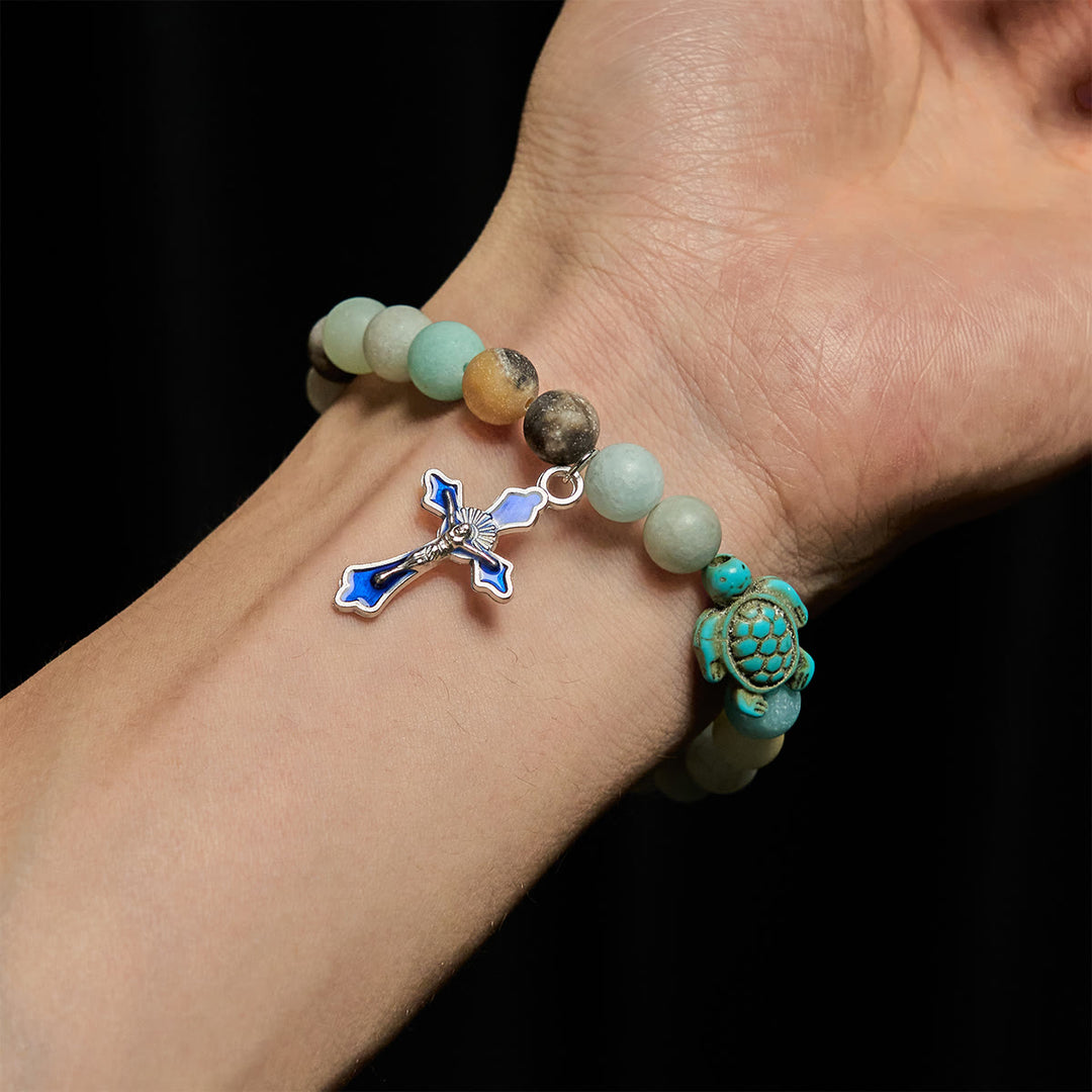 Christianartworkshop Ocean's Faith with Multicolored Natural Stone & Turtle Charm Animal Bracelet - image 2