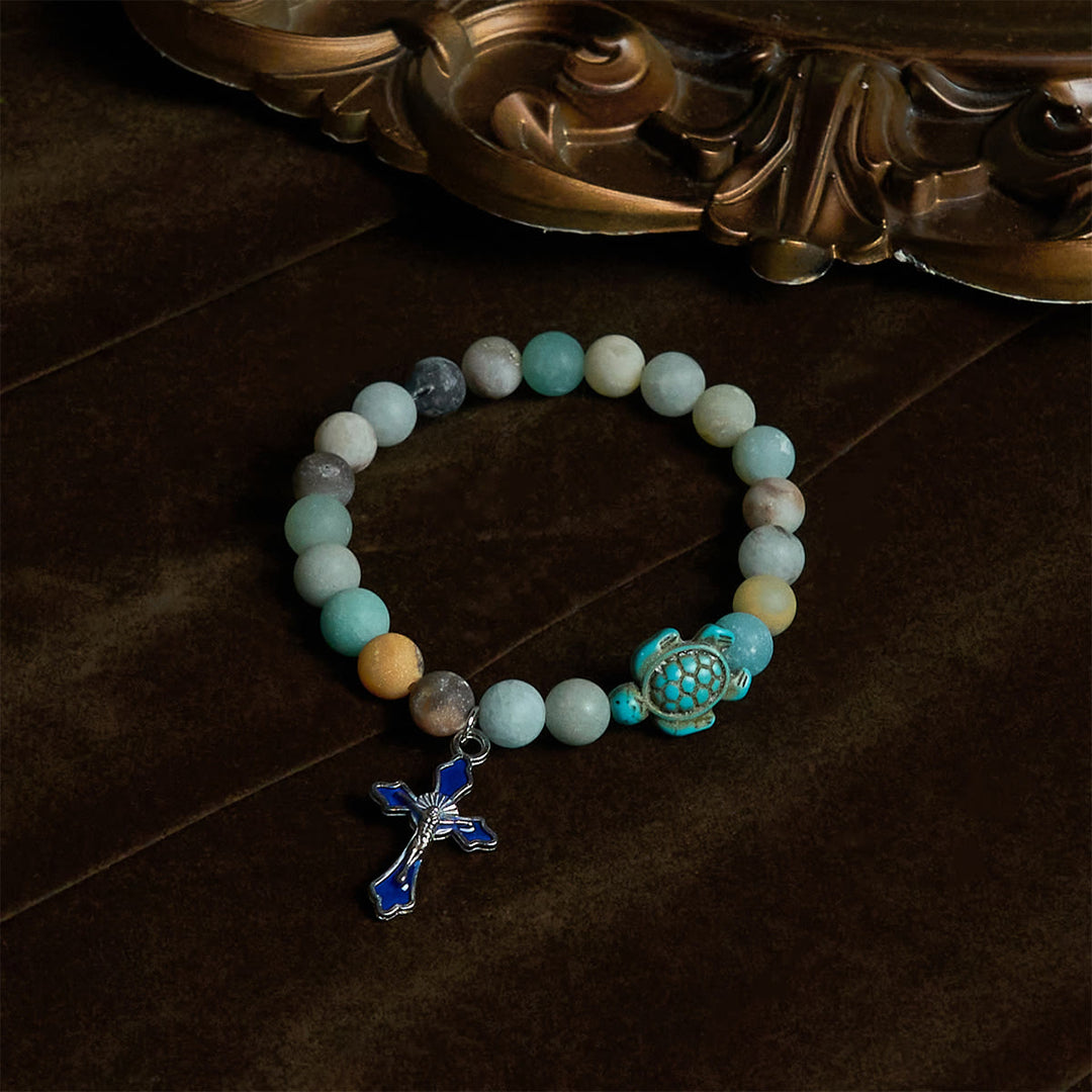 Christianartworkshop Ocean's Faith with Multicolored Natural Stone & Turtle Charm Animal Bracelet - image 3