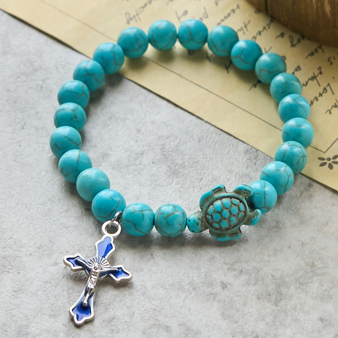 Christianartworkshop Ocean's Faith with Multicolored Natural Stone & Turtle Charm Animal Bracelet - image 8