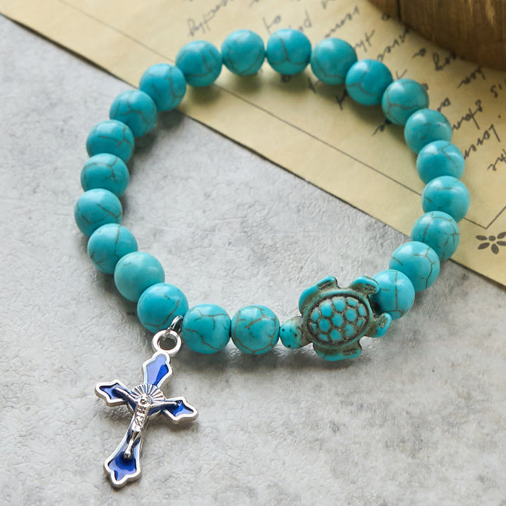 Christianartworkshop Ocean's Faith with Multicolored Natural Stone & Turtle Charm Animal Bracelet - image 8