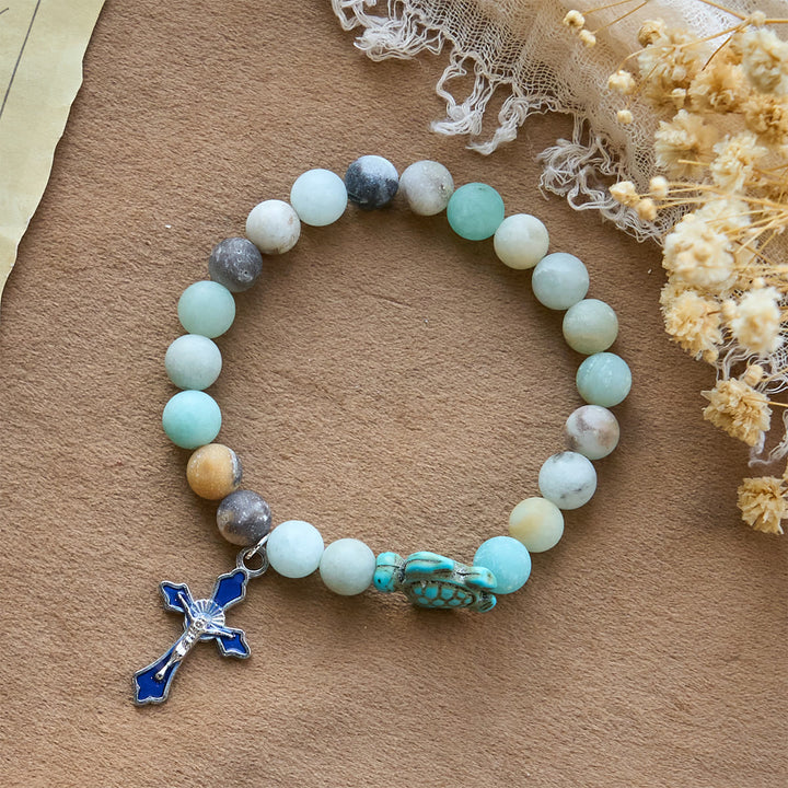 Christianartworkshop Ocean's Faith with Multicolored Natural Stone & Turtle Charm Animal Bracelet - image 4