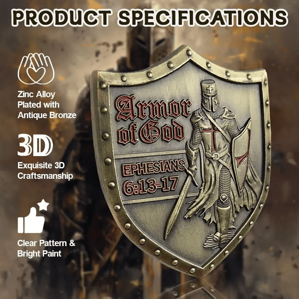 Christianartworkshop Classic Style Armor of God Shield Challenge Coin with Ephesians 6:13–17 - image 8