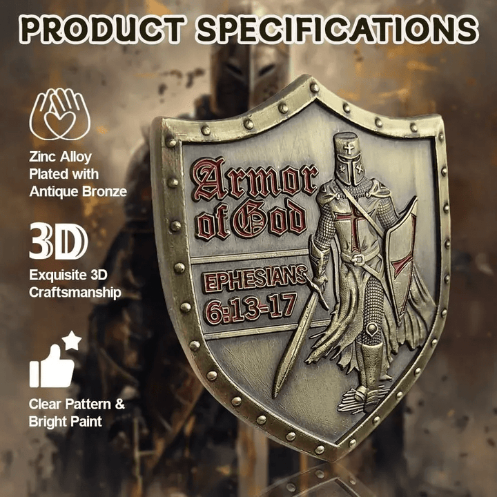 Christianartworkshop Classic Style Armor of God Shield Challenge Coin with Ephesians 6:13–17 - image 8