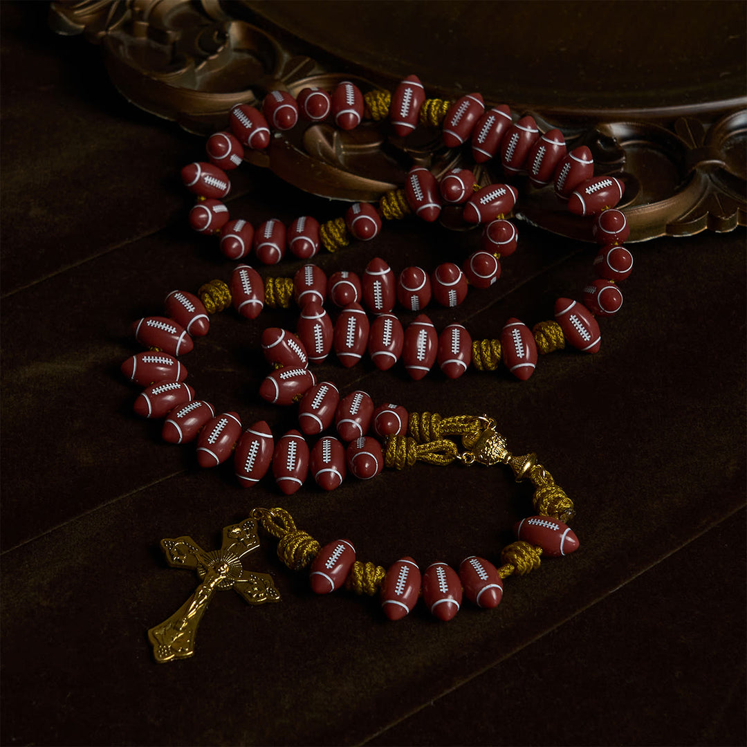 Christianartworkshop Holy Grail Blessing with Red Football Rosary and Golden Cord: Prayer for Strength - image 4