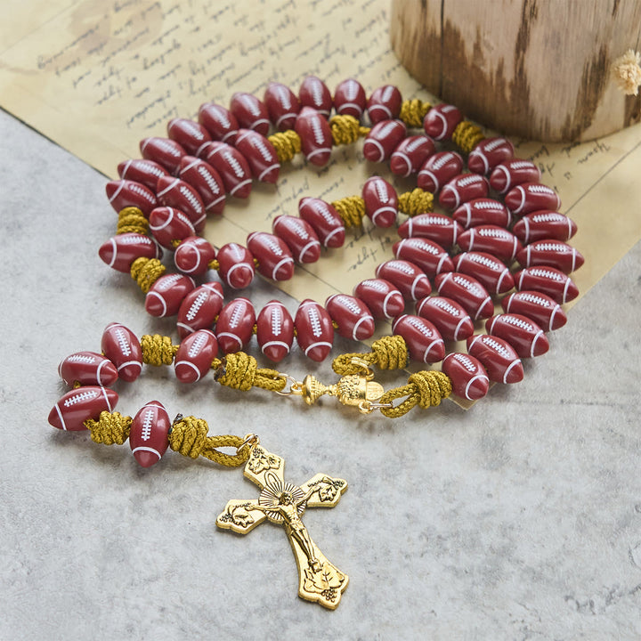 Christianartworkshop Holy Grail Blessing with Red Football Rosary and Golden Cord: Prayer for Strength - image 3