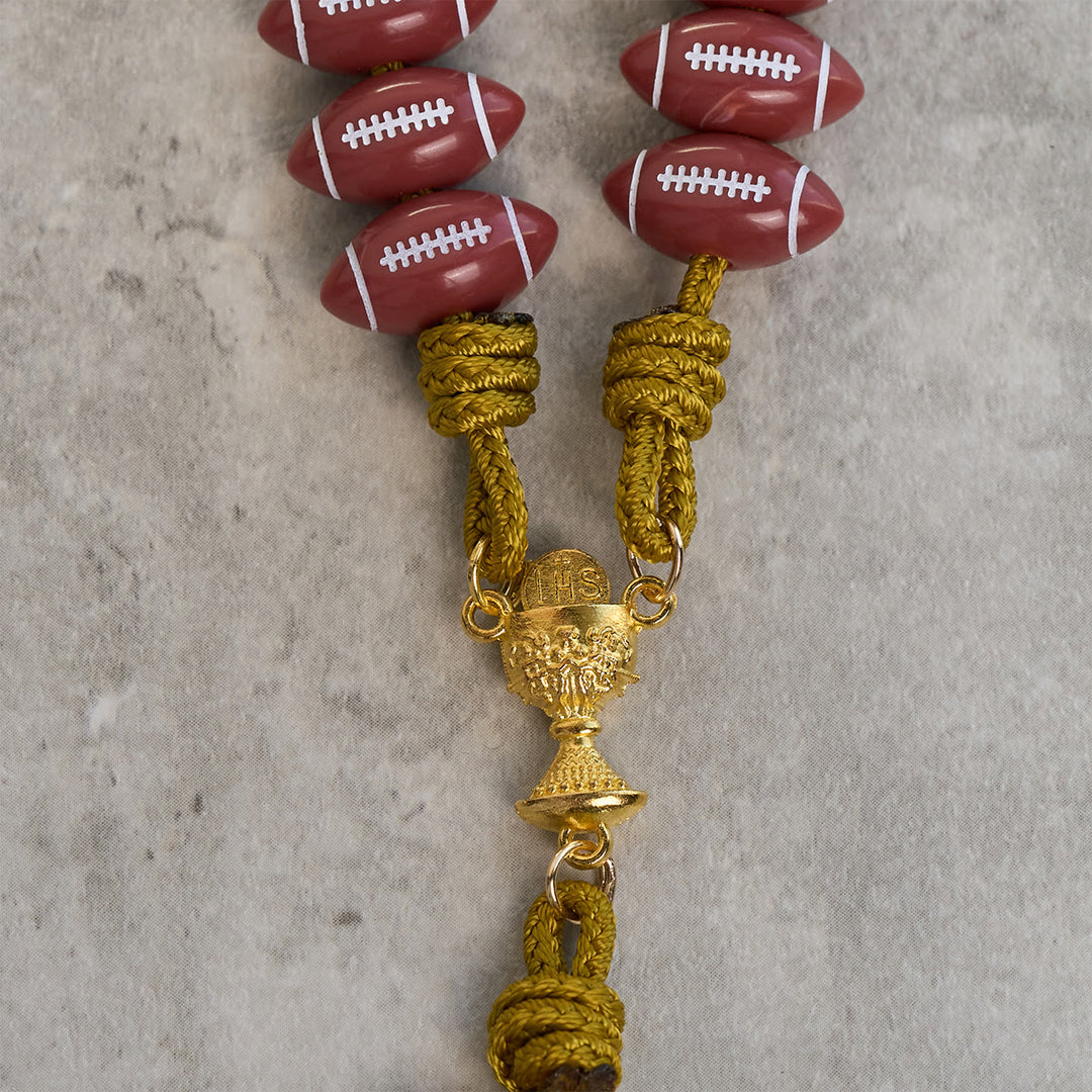 Christianartworkshop Holy Grail Blessing with Red Football Rosary and Golden Cord: Prayer for Strength - image 6