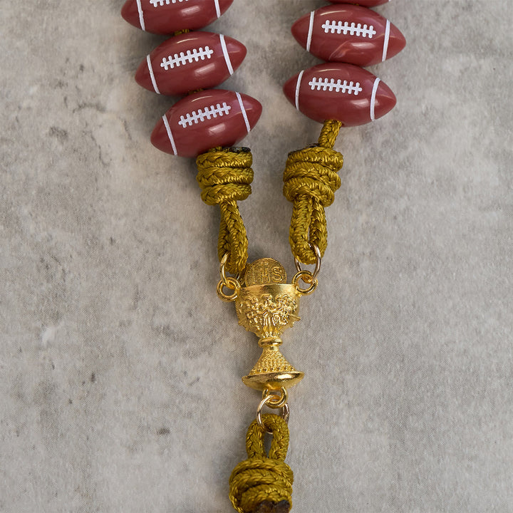 Christianartworkshop Holy Grail Blessing with Red Football Rosary and Golden Cord: Prayer for Strength - image 6