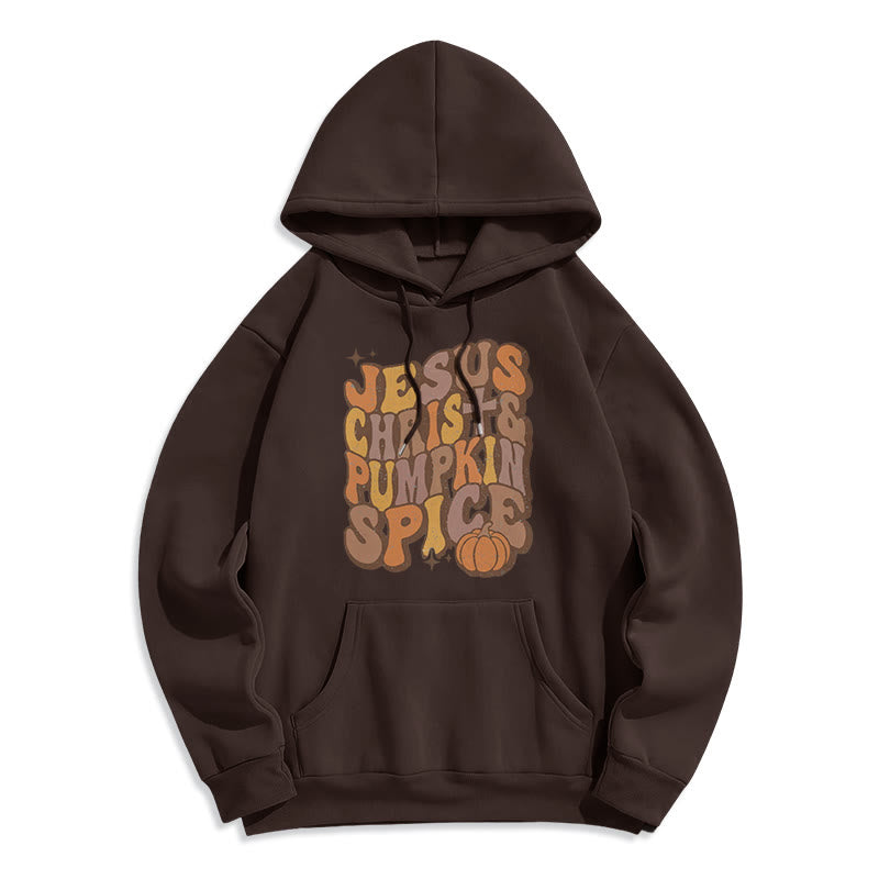 Christianartworkshop Jesus Christ & Pumpkin Spice Autumn Blessings Fleece Lined Polyester Hoodie - Brown - 2XL - image 7