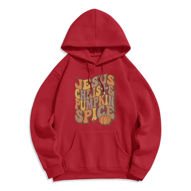 Christianartworkshop Jesus Christ & Pumpkin Spice Autumn Blessings Fleece Lined Polyester Hoodie - Red - 2XL - image 8