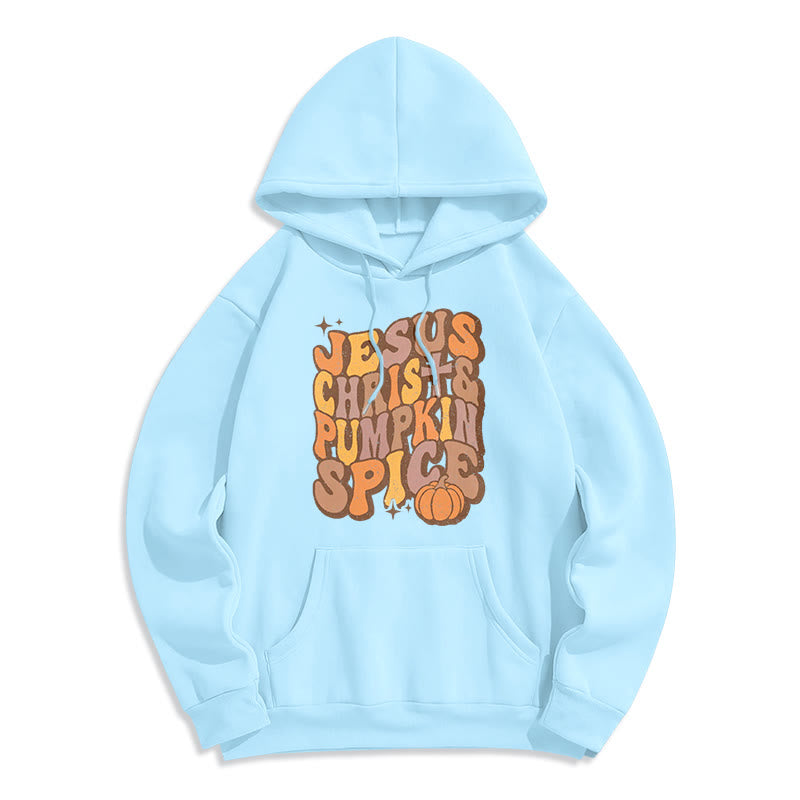 Christianartworkshop Jesus Christ & Pumpkin Spice Autumn Blessings Fleece Lined Polyester Hoodie - Blue - 2XL - image 2