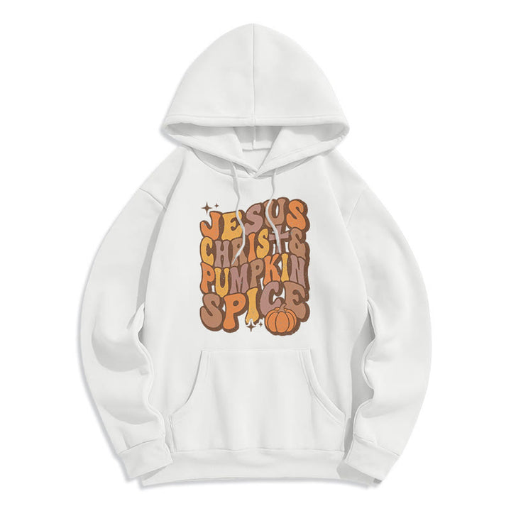 Christianartworkshop Jesus Christ & Pumpkin Spice Autumn Blessings Fleece Lined Polyester Hoodie - White - 2XL - image 3
