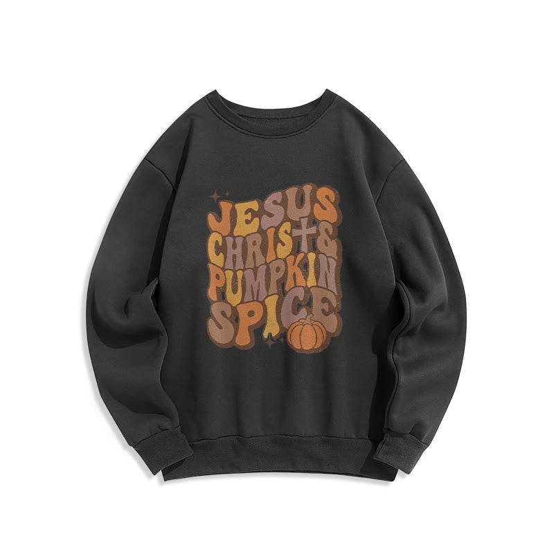 Christianartworkshop Jesus Christ & Pumpkin Spice Autumn Blessings Fleece Lined Polyester Sweatshirt - Black - 2XL - image 5