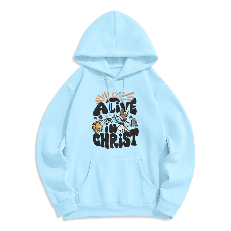 Christianartworkshop Alive in Christ Resurrection Fleece Lined Polyester Hoodie - Blue - 2XL - image 4