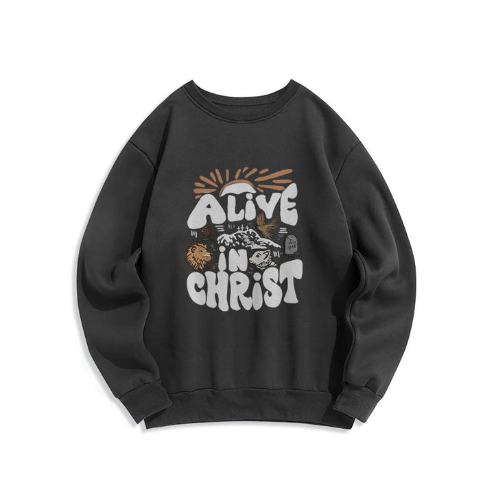 Christianartworkshop Alive in Christ Resurrection Fleece Lined Polyester Sweatshirt - Black - 2XL - image 5