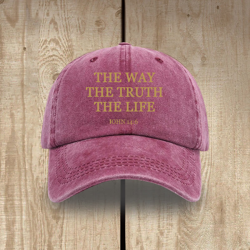 Christianartworkshop The Way The Truth The Life Bible Verse Washed Cotton Hat - Wine - image 13