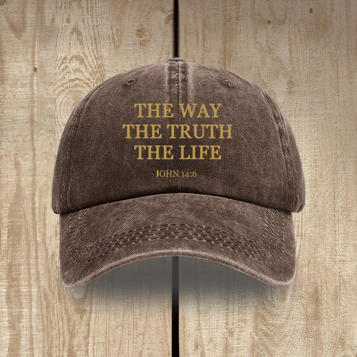 Christianartworkshop The Way The Truth The Life Bible Verse Washed Cotton Hat - Coffee - image 10