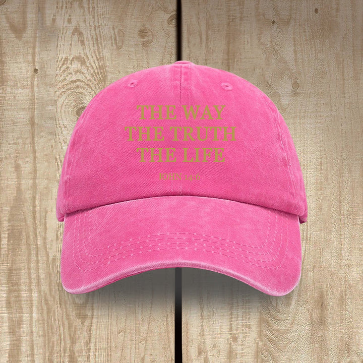 Christianartworkshop The Way The Truth The Life Bible Verse Washed Cotton Hat - Rose - image 12