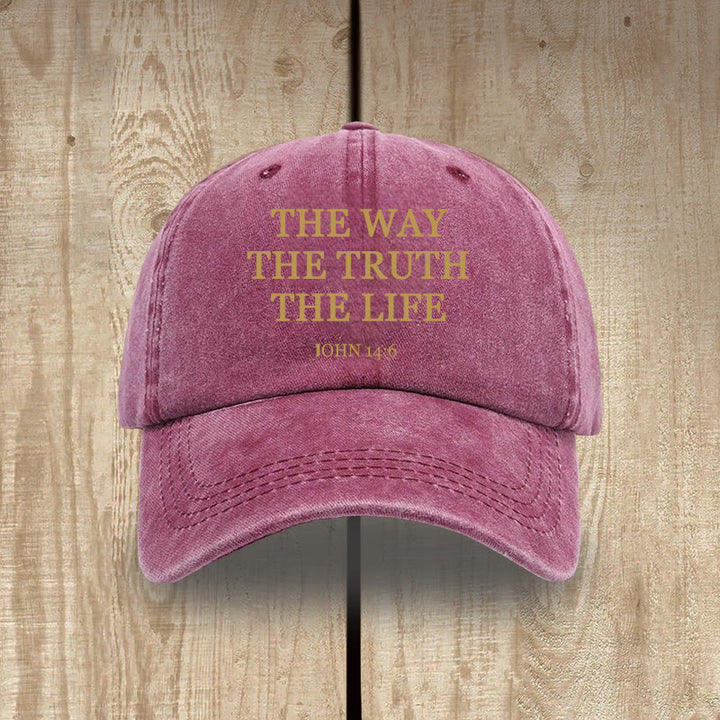 Christianartworkshop The Way The Truth The Life Bible Verse Washed Cotton Hat - Wine - image 13