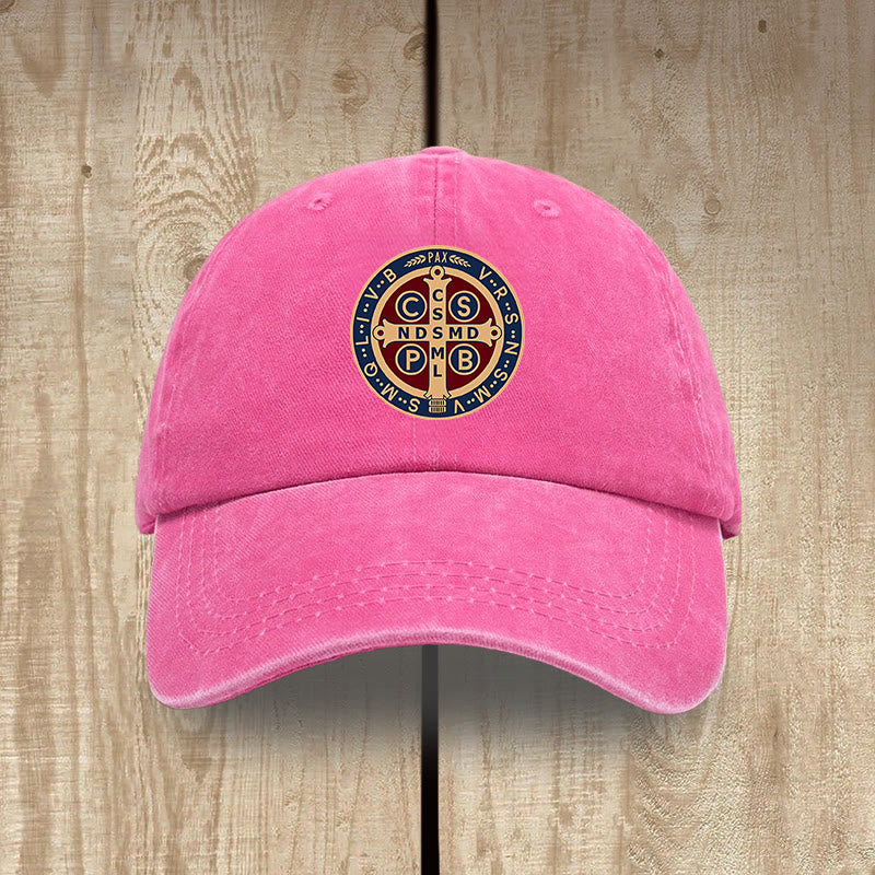 Christianartworkshop Holy Protection St. Benedict Cross Washed Cotton Hat - Rose - image 12