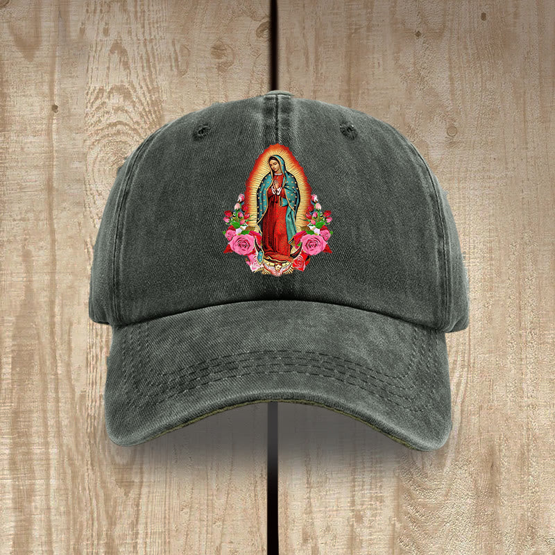 Christianartworkshop Spiritual Protection Our Lady of Guadalupe Washed Cotton Hat - Grey-green - image 7