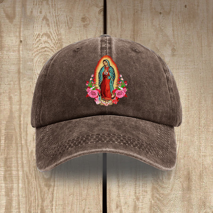 Christianartworkshop Spiritual Protection Our Lady of Guadalupe Washed Cotton Hat - Coffee - image 11