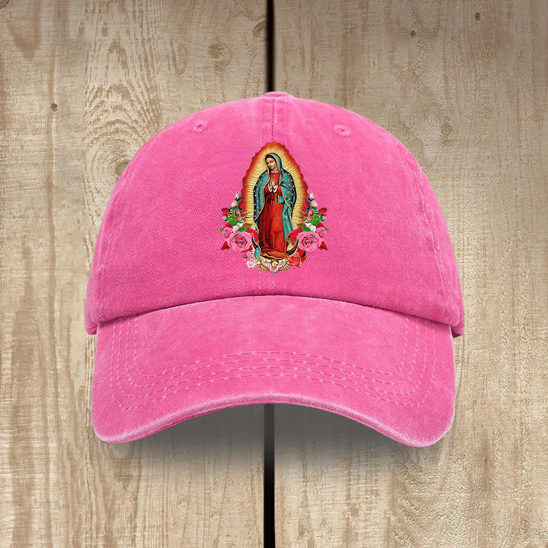 Christianartworkshop Spiritual Protection Our Lady of Guadalupe Washed Cotton Hat - Rose - image 13